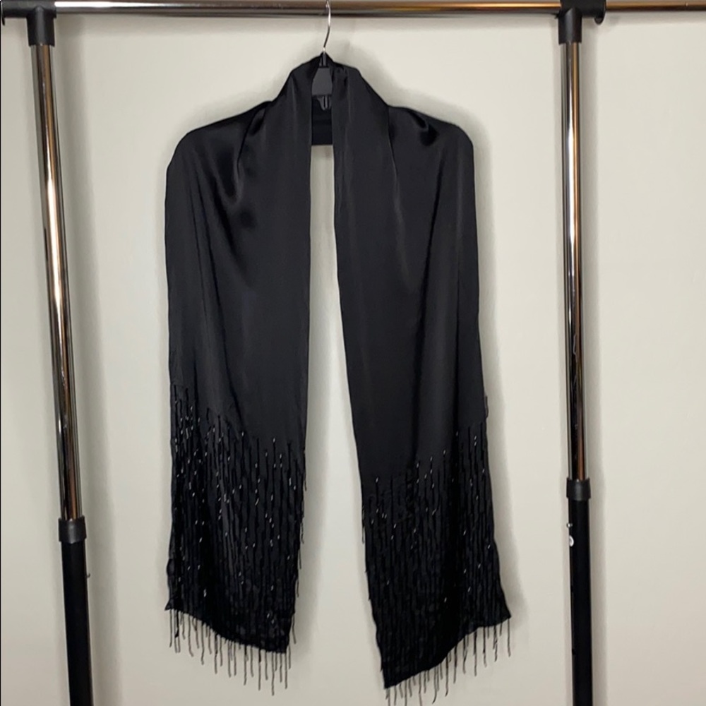 Emporio Armani Silk Stole with beaded fringes